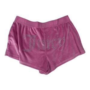 Juicy Couture women's medium Pink velour bling spell out Lounge Shorts